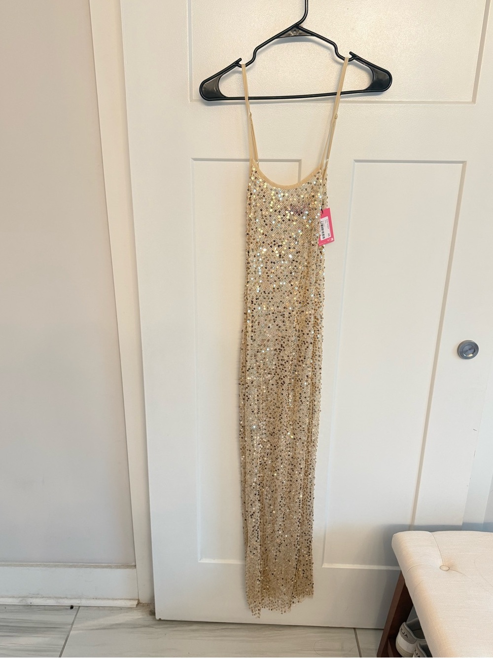 Edikted Gold Sequin Slip Dress